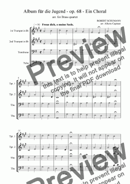 page one of Album für die Jugend - op. 68 - Ein Choral - arr. for Brass quartet