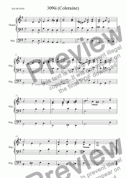 page one of Last verse arrangement of Hymn Tune 'Coleraine' (NEH 309ii)