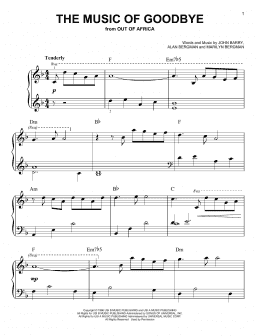 page one of The Music Of Goodbye (from Out of Africa) (Very Easy Piano)