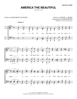 page one of America, The Beautiful (arr. Rob Hopkins) (SSAA Choir)