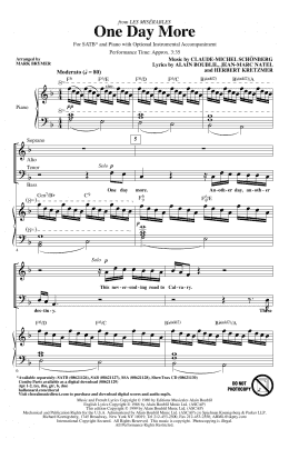 page one of One Day More (from Les Miserables) (arr. Mark Brymer) (SATB Choir)