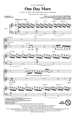page one of One Day More (from Les Miserables) (arr. Mark Brymer) (SSA Choir)