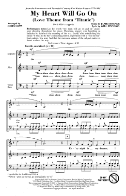 page one of My Heart Will Go On (Love Theme From Titanic) (arr. Kirby Shaw) (SATB Choir)