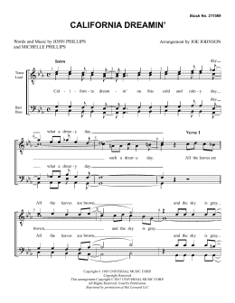 page one of California Dreamin' (arr. Joe Johnson) (TTBB Choir)