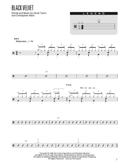 page one of Black Velvet (arr. Kennan Wylie) (Drum Chart)