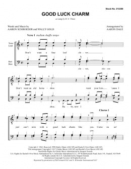 page one of Good Luck Charm (arr. Aaron Dale) (TTBB Choir)