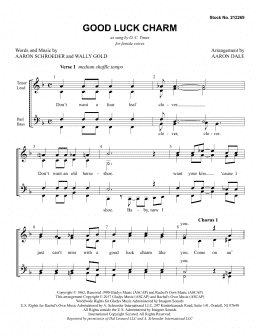 page one of Good Luck Charm (arr. Aaron Dale) (SSAA Choir)