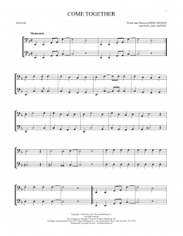page one of Come Together (Cello Duet)
