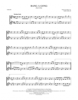 page one of Bang A Gong (Get It On) (Violin Duet)