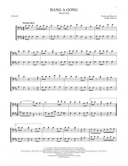 page one of Bang A Gong (Get It On) (Cello Duet)