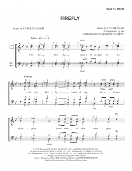 page one of Firefly (arr. Barbershop Harmony Society) (TTBB Choir)