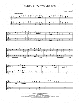 page one of Carry On Wayward Son (Flute Duet)