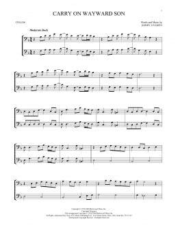 page one of Carry On Wayward Son (Cello Duet)