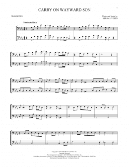 page one of Carry On Wayward Son (Trombone Duet)