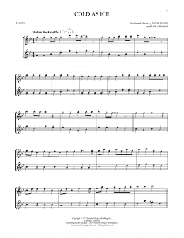 page one of Cold As Ice (Flute Duet)