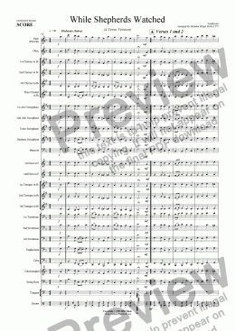 page one of While Shepherds Watched (Christmas) - Concert Band