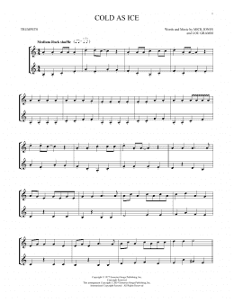 page one of Cold As Ice (Trumpet Duet)