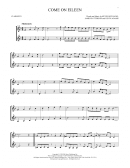 page one of Come On Eileen (Clarinet Duet)