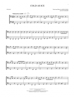page one of Cold As Ice (Cello Duet)