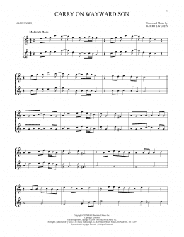page one of Carry On Wayward Son (Alto Sax Duet)