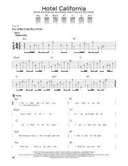 page one of Hotel California (Guitar Lead Sheet)