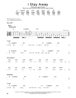 page one of I Stay Away (Guitar Lead Sheet)