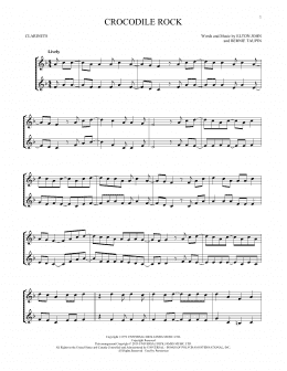 page one of Crocodile Rock (Clarinet Duet)