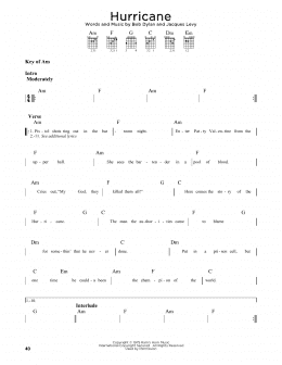 page one of Hurricane (Guitar Lead Sheet)