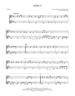 page one of Africa (Violin Duet)