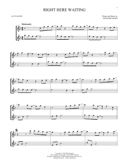 page one of Right Here Waiting (Alto Sax Duet)