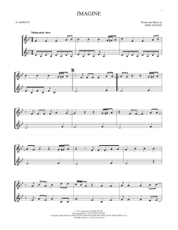 page one of Imagine (Clarinet Duet)