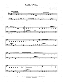 page one of Jessie's Girl (Cello Duet)