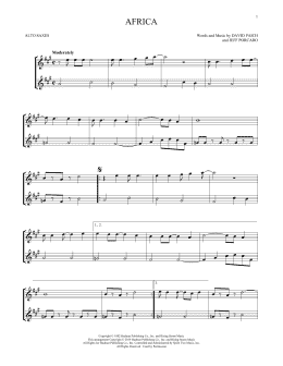 page one of Africa (Alto Sax Duet)