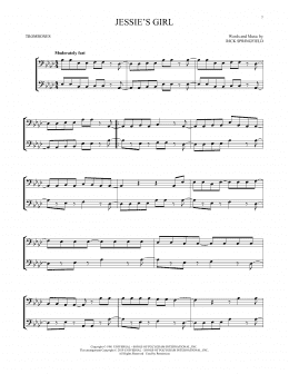page one of Jessie's Girl (Trombone Duet)
