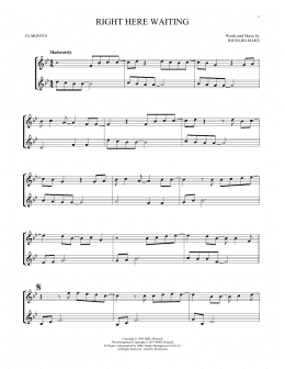 page one of Right Here Waiting (Clarinet Duet)