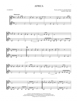 page one of Africa (Clarinet Duet)
