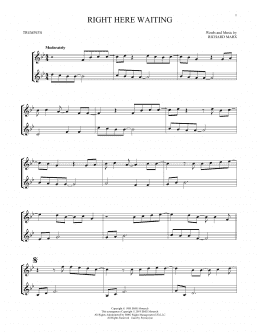 page one of Right Here Waiting (Trumpet Duet)