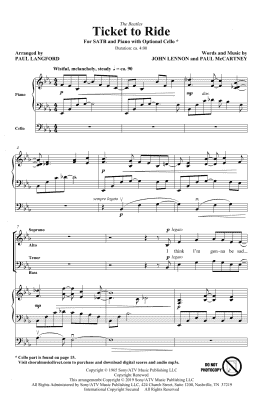 page one of Ticket To Ride (arr. Paul Langford) (SATB Choir)