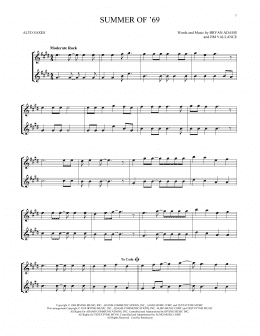 page one of Summer Of '69 (Alto Sax Duet)
