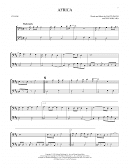 page one of Africa (Cello Duet)