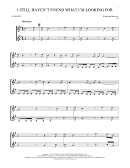 page one of I Still Haven't Found What I'm Looking For (Clarinet Duet)