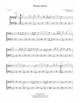 page one of Piano Man (Cello Duet)