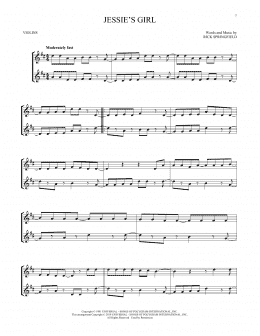 page one of Jessie's Girl (Violin Duet)