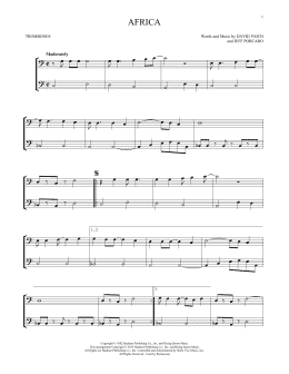 page one of Africa (Trombone Duet)