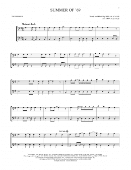 page one of Summer Of '69 (Trombone Duet)