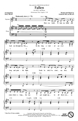 page one of Fallen (arr. Mac Huff) (SSA Choir)