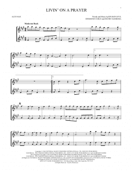 page one of Livin' On A Prayer (Alto Sax Duet)