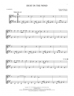 page one of Dust In The Wind (Clarinet Duet)
