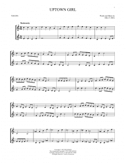 page one of Uptown Girl (Violin Duet)