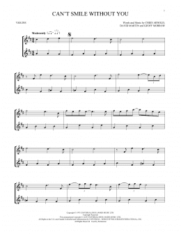 page one of Can't Smile Without You (Violin Duet)